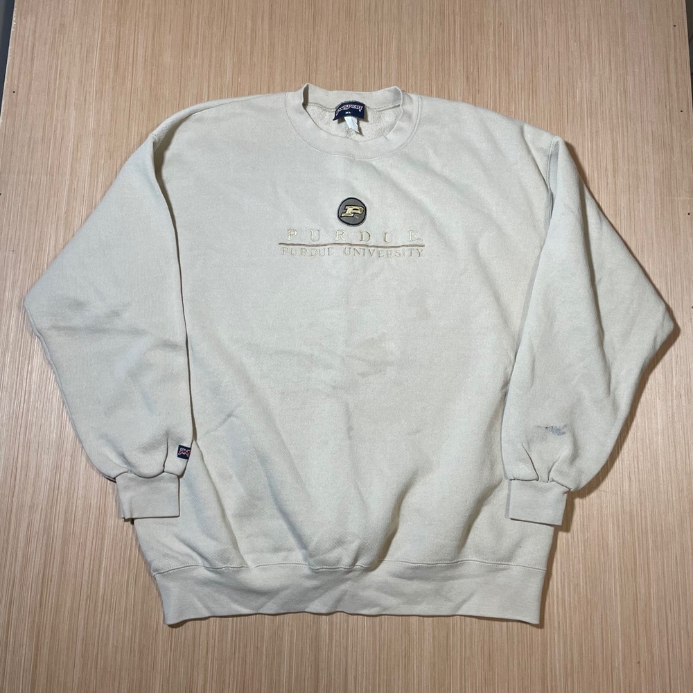 JanSport Purdue University Sweatshirt Mens XL Beige Embroidered Vintage Crewneck